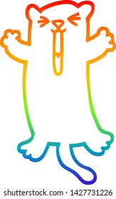rainbow gradient line drawing of a cartoon happy cat