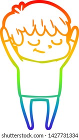 Regenbogen-Farbverlauf-Zeichnung eines Cartoon-glücklichen Jungen