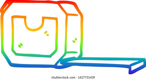 rainbow gradient line drawing of a cartoon measuring tape