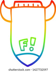 rainbow gradient line drawing of a cartoon space rocket