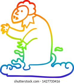 rainbow gradient line drawing of a cartoon spooky vampire