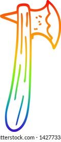 Regenbogengradientenzeichnung einer Cartoon-Axt