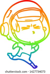 dibujo de una línea de gradiente de arco iris de un astronauta estresado
