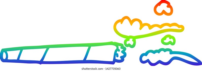 rainbow gradient line drawing of a cartoon lit joint