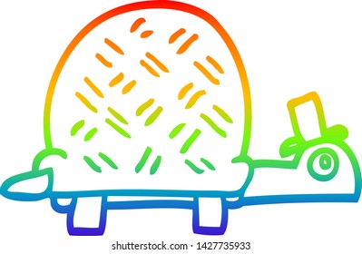 rainbow gradient line drawing of a cartoon funny tortoise