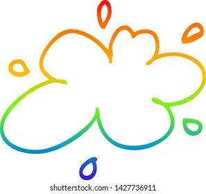 rainbow gradient line drawing of a cartoon water splash