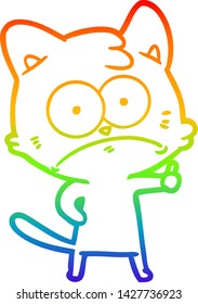 dibujo de la línea de gradiente del arco iris de un gato nervioso