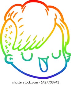 dibujo de una cara femenina de dibujos animados con gradiente de arco iris