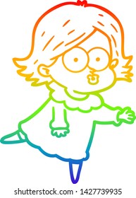 dibujo de una niña de dibujos animados con gradiente de color arcoiris