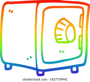 dibujo de línea de gradiente de arco iris de una caja fuerte bloqueada de dibujos animados