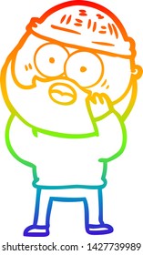 dibujo de una línea de degradado de arco iris de un hombre barbudo de dibujos animados