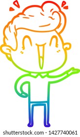 Regenbogen-Farbverlauf-Zeichnung eines Cartoons aufgeregt Mann