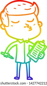 rainbow gradient line drawing of a cartoon model guy pouting