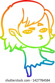 Regenbogengradientenzeichnung eines Cartoon Vampire Mädchens
