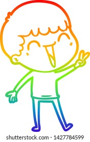 Regenbogen-Farbverlauf-Zeichnung eines Cartoons glücklichen Mann