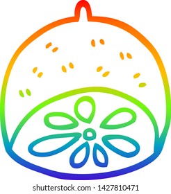 dibujo de la línea de gradiente de arcoiris de una fruta de limón de dibujos animados