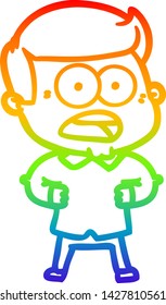 dibujo de una línea de gradiente de arco iris de un hombre impactado