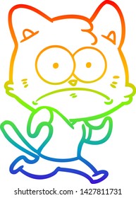 dibujo de la línea de gradiente del arco iris de un gato nervioso