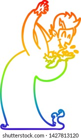 rainbow gradient line drawing of a cartoon vampire