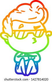 dibujo de una línea de gradiente de arco iris de un tipo genial de caricatura