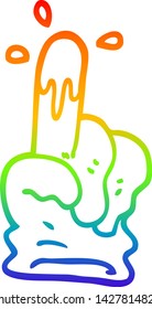 rainbow gradient line drawing of a cartoon rubber glove