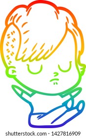 dibujo de una mujer de dibujos animados con gradiente de arco iris