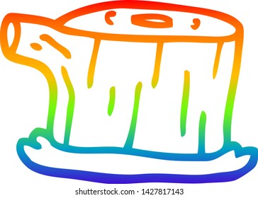 dibujo de línea de degradado de arco iris de un registro de árbol de dibujos animados