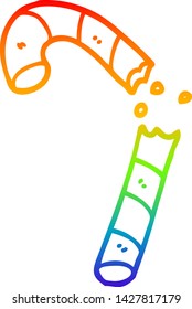 rainbow gradient line drawing of a cartoon xmas candy cane
