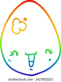 dibujo de línea de gradiente de arco iris de un huevo de dibujos animados