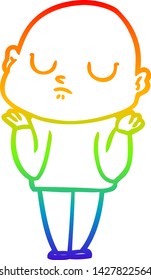 rainbow gradient line drawing of a cartoon bald man