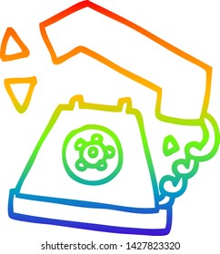rainbow gradient line drawing of a cartoon retro telephone