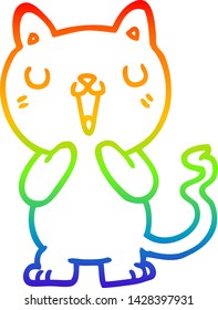 dibujo de una línea de gradiente de arco iris de un gato de dibujos animados