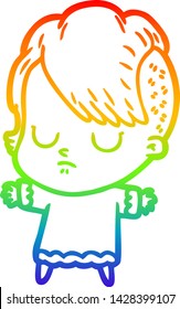 rainbow gradient line drawing of a cartoon woman