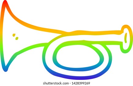 dibujo de una trompeta de metal de caricatura con gradiente de arco iris