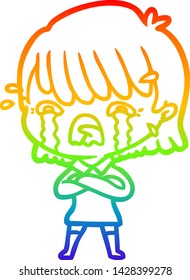 dibujo de una niña de dibujos animados con gradiente de color arcoiris