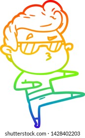 dibujo de una línea de gradiente de arco iris de un tipo genial de caricatura