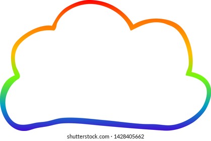 dibujo de línea de gradiente de arco iris de una nube meteorológica de dibujos animados