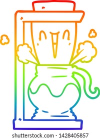 rainbow gradient line drawing of a cartoon filter coffee machine