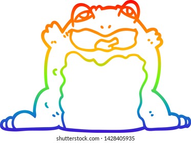 dibujo de línea de gradiente de arco iris de un sapo de dibujos animados