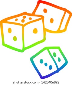 rainbow gradient line drawing of a cartoon dice