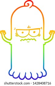 dibujo de línea de gradiente de arco iris de un fantasma de dibujos animados