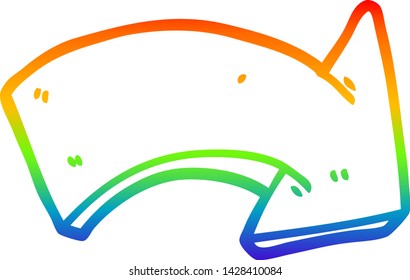 rainbow gradient line drawing of a cartoon pointing arrow sign