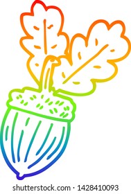 rainbow gradient line drawing of a cartoon acorn