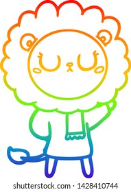 dibujo de una línea de gradiente de arco iris de un león de dibujos animados