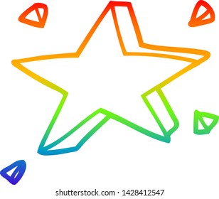 dibujo de la línea de gradiente de arco iris de una caricatura de estrellas amarillas