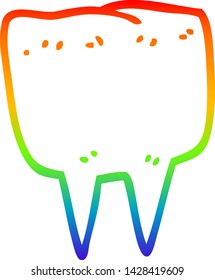 rainbow gradient line drawing of a cartoon tooth