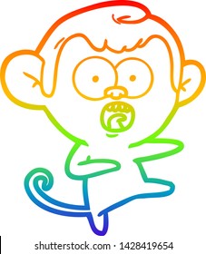 rainbow gradient line drawing of a cartoon shocked monkey