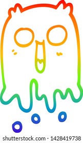 rainbow gradient line drawing of a cartoon spooky ghost