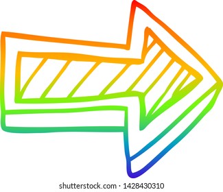 dibujo de línea de gradiente de arco iris de una flecha de dirección de dibujos animados