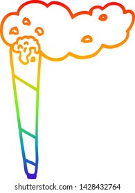 rainbow gradient line drawing of a cartoon marijuana joint